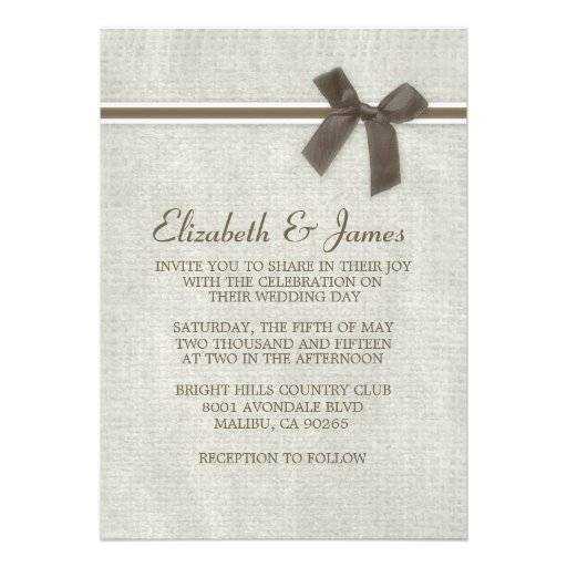 Brown Rustic Burlap Wedding Invitations