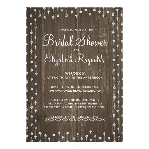 Brown Rustic Country Bridal Shower Invitations