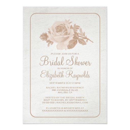 Brown Rustic Floral/Flower Bridal Shower Invites