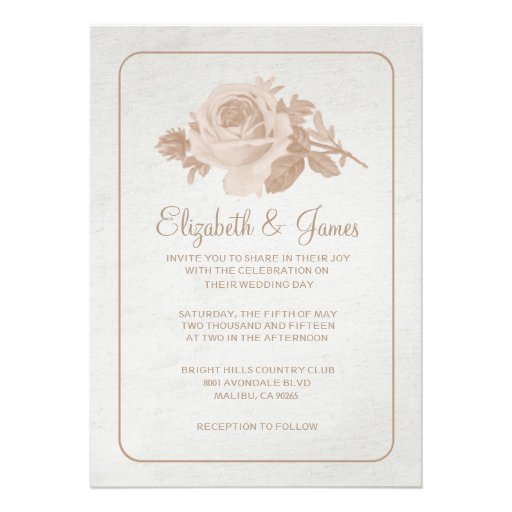 Brown Rustic Floral/Flower Wedding Invitations (front side)