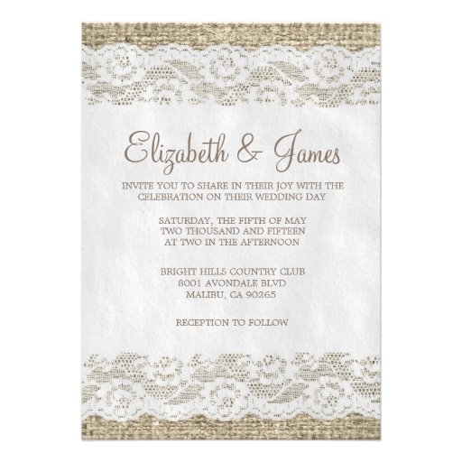 Brown Rustic Lace Wedding Invitations