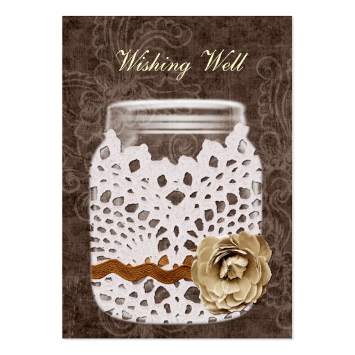 brown rustic mason jar wishing well cards business card (front side)