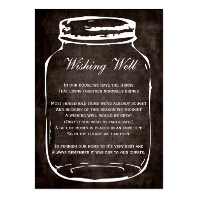 brown rustic mason jar wishing well cards business cards