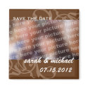 Brown save the date wedding announcement photo magnets