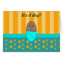 Brown Skin Baby Boy Star is Born Cards