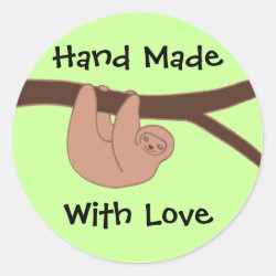 Brown Smiling Sloth with Heart Nose Hand Made Text Stickers