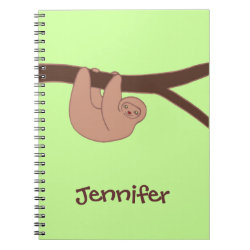 Brown Smiling Sloth with Heart Nose Spiral Note Books