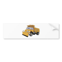 Brown Snow Plow Cartoon Bumper Sticker