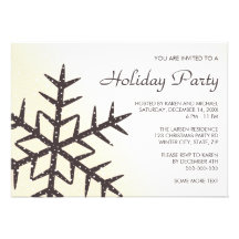 Brown snowflake cream Christmas holiday party Personalized Invitation