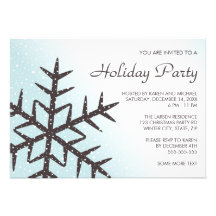 Brown snowflake pale aqua Christmas holiday party Custom Announcements