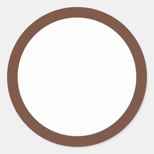 Brown solid color border blank round stickers | Zazzle