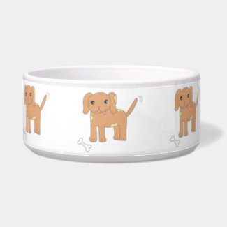 Brown Spotted Puppy Dog Dog Water Bowl