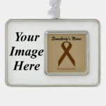 Brown Standard Ribbon Template (H-I) Silver Plated Framed Ornament