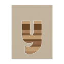 Brown Striped Monogram - Letter Y postcards