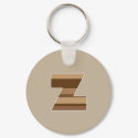 Brown Striped Monogram - Letter Z keychains