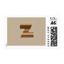 Brown Striped Monogram - Letter Z postage