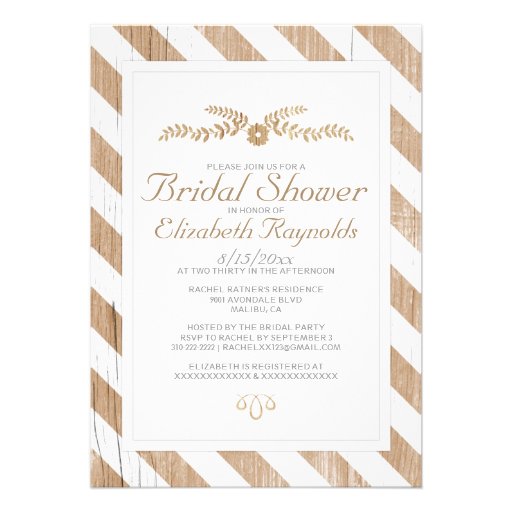 Brown Stripes Bridal Shower Invitations
