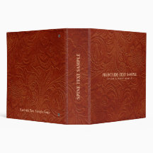 Brown Suede Leather Look Embossed Flowers Binder