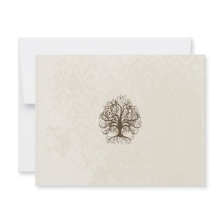 Brown Swirl Tree Distressed Damask invitation