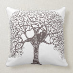 Brown Swirl Tree Love Bird-choose background color pillows
