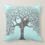 Brown Swirl Tree Love Bird-choose background color pillows