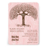 Brown Swirl Tree  Pink Woodgrain Wedding Invite