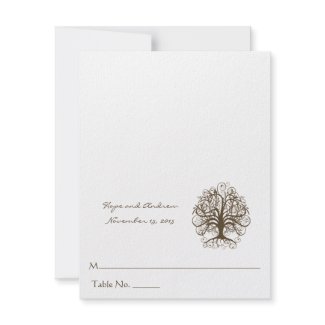 Brown Swirl Tree Wedding Place Card invitation