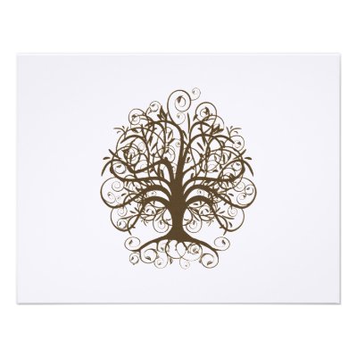 Brown Swirl Tree  Wedding  Response Card Personalized Invitation