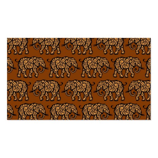 Brown Swirling Elephant Pattern Business Cards (front side)