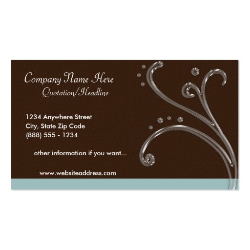 Brown & Teal Acrylic Design Business Card (front side)