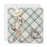 Brown Teal Blue Baby Shower Invitations