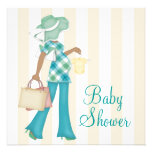 Brown Teal Blue Baby Shower Invitations