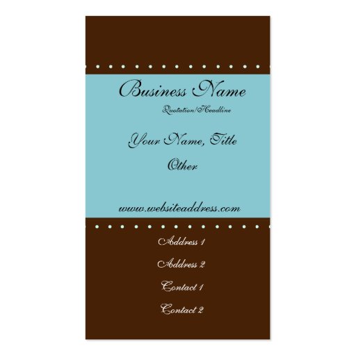 Brown & Teal D3 Chic w/Dots Business Cards (front side)