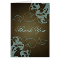 Brown & Teal Scroll Thank You Card