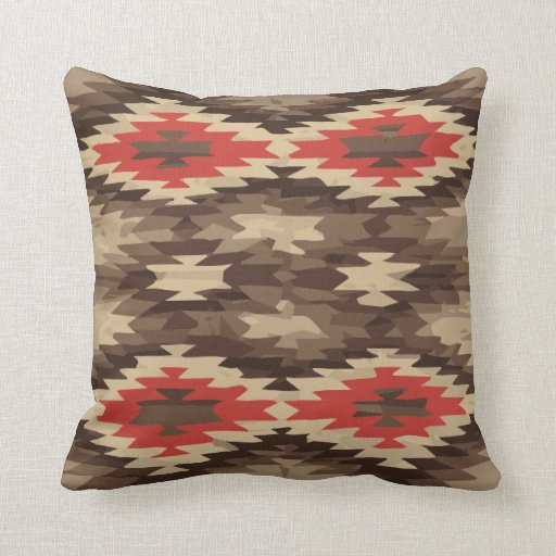 Brown/Terra Cotta Navajo Pattern Throw Pillow Zazzle