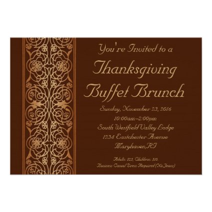Brown Thanksgiving Dinner or Buffet Invitations
