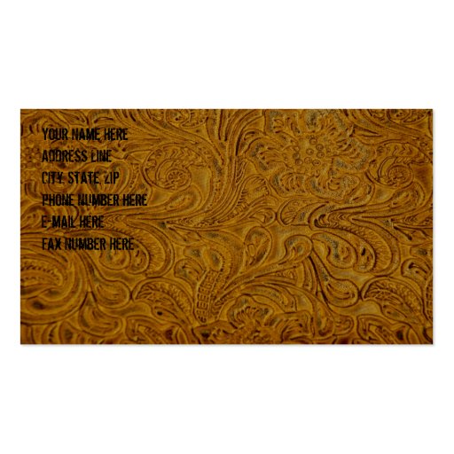 Brown Tooled Leather Business Card (back side)