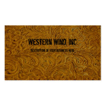 Brown Tooled Leather Business Card