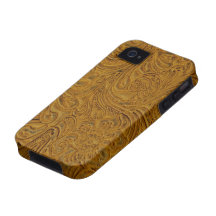 Brown Tooled Leather Look Cowboy Country Vibe iPhone 4 Case