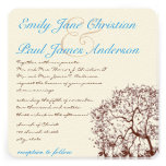 Brown Tree Aqua Blue Font Wedding Invitation