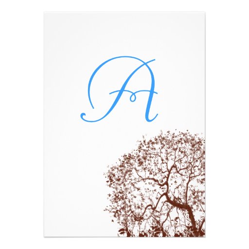 Brown Tree Aqua Blue Font Wedding Invitation