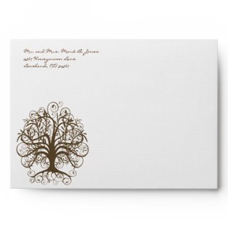 Brown Tree Swirl Wedding Envelopes envelope