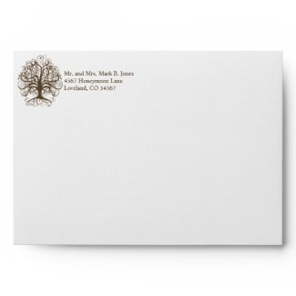 Brown Tree Swirl Wedding Envelopes envelope