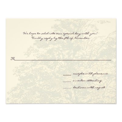 Brown Tree Wedding Monogram Response Card Personalized Announcement