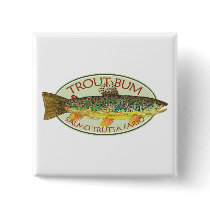 Brown Trout Bum Fish, Fishing buttons by TroutWhiskers Brown Trout Bum Fish, Fishing buttons