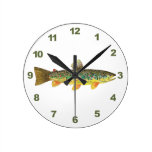 Brown Trout Fishing Round Clock