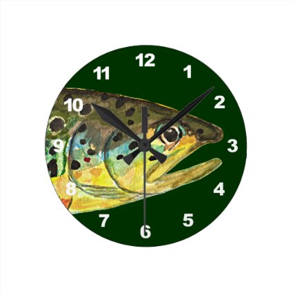 Brown Trout Fishing Wall Clocks