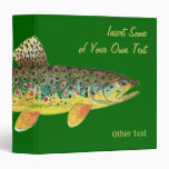 Brown Trout Fly Fishing 3 Ring Binder
