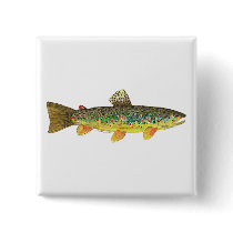 Brown Trout Watercolor Painting buttons by TroutWhiskers Brown Trout Watercolor Painting buttons