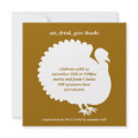Brown turkey square Thanksgiving invitation card invitation
